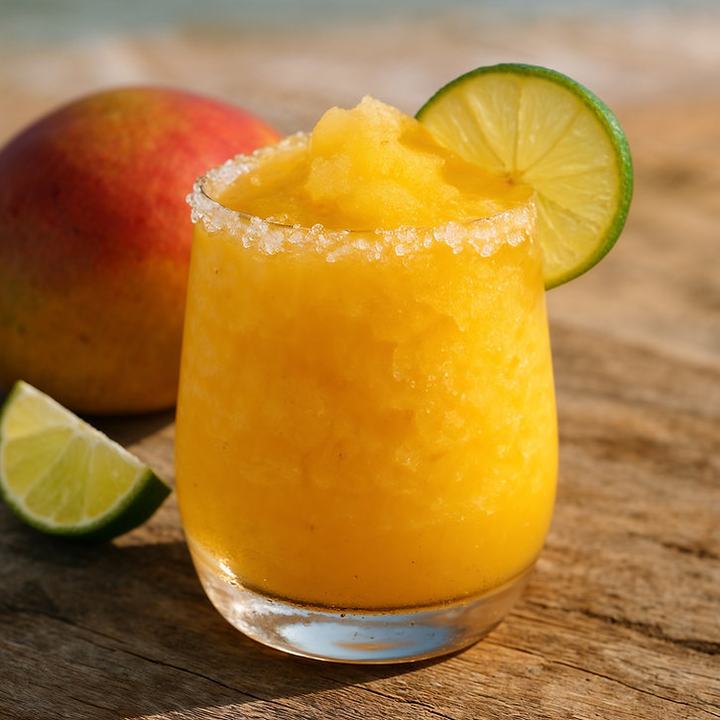 A tropical elixir of lush, sweet mango with a rich, velvety frozen texture. This bright orange, exotic slush brings a taste of the tropics to any setting, formulated for exceptional stability and flavour retention in both commercial and home freezers.