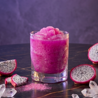 A visually stunning, vibrant magenta dragon fruit slush featuring mild, melon-like sweetness and an exotic flair. Its spectacular color provides unmatched shelf appeal, making it a highly marketable choice for modern consumers and premium stockists.